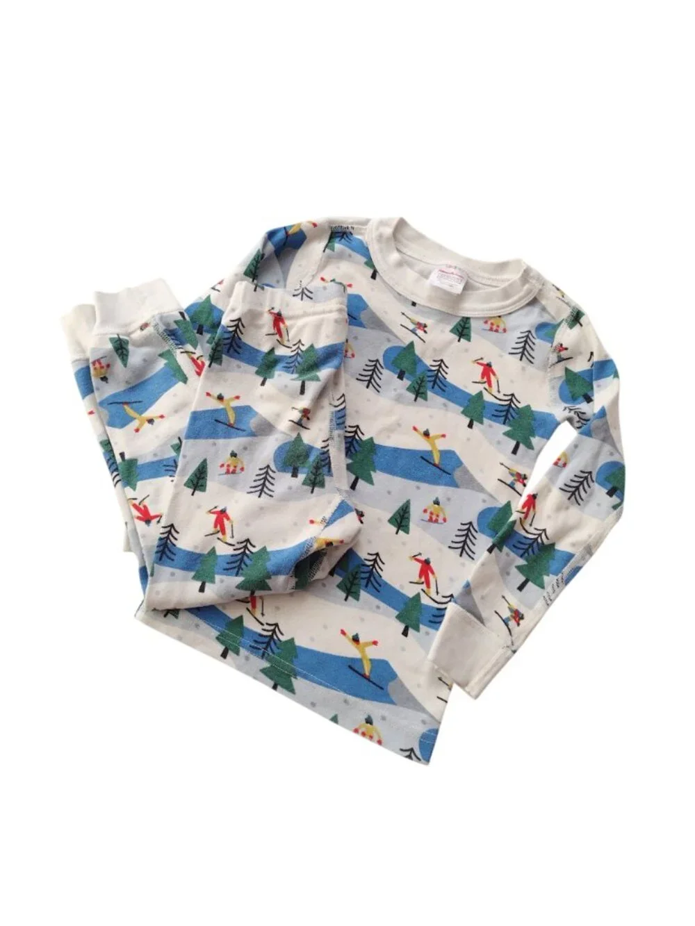 Hanna Andersson Kids Pajamas 4 Ski Slope Holiday Print Organic Cotton Long Johns